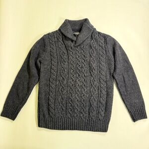 Immagini Shawl Collar Sweater Mens Medium Grey Cable Knit Made in Italy